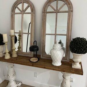 Rustic Arched Wall Mirrors with Wooden Frame